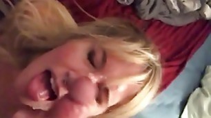 Mase619 fucking blonde house wife cum on her face!