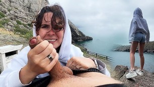 Public Blowjob in Nature in the Mountains - Couple Real Sex