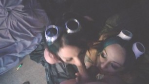 Raver Sluts Gag on Cock and get Fucked